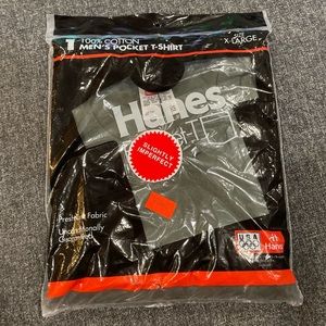 Vintage 1994 Hanes Mens Pocket T-Shirt Gray NOS Deadstock NWT Size XL